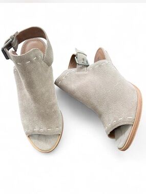 Frye & Co. Suede Peep-Toe Slingback Heels Ash Size 7